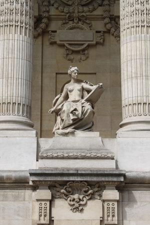 Mytological statue in the facade of Grand Palais of Paris, Franceのeditorial素材