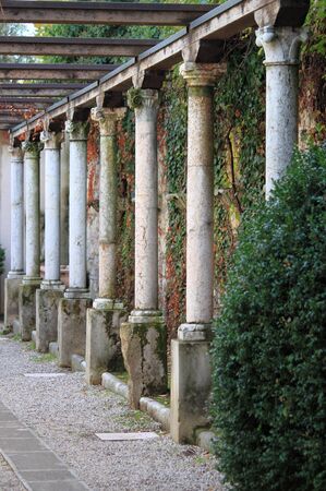 Columns in a medieval cloister in Verona, Italyの写真素材