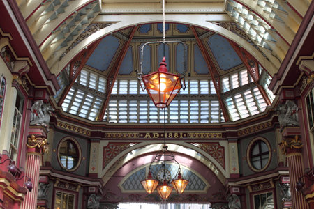 LONDON, UK - MAY 24, 2010: Interior of Leadenhall Market on Gracechurch Street. Leadenhall Market - is one of the oldest markets in London, dating back to the 14th centuryのeditorial素材