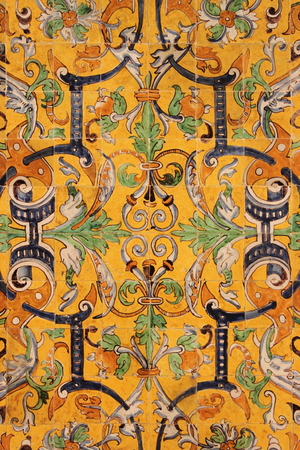 Traditional patterns of an andalusian Azulejo. Granada, Spain