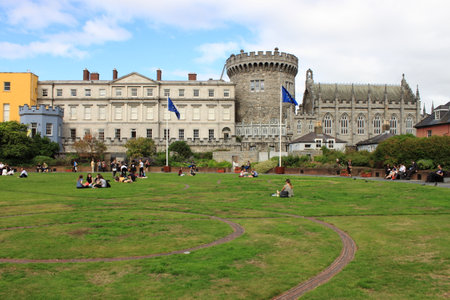 DUBLIN, IRELAND - SEPTEMBER 6, 2016: Landscape view of the Dublin castle on September 6, 2016のeditorial素材