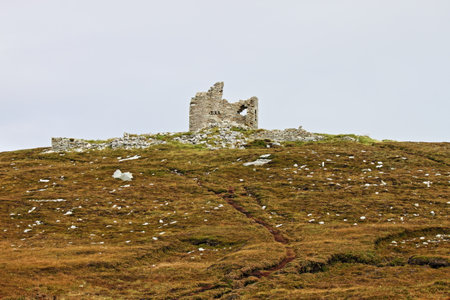 Ruins of Horn Head House in County Donegal, Irelandのeditorial素材