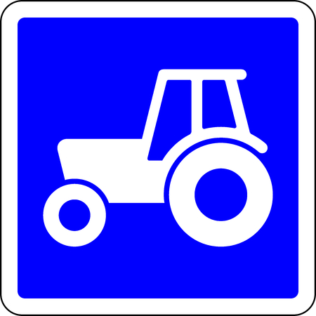 Tractor allowed blue road signの写真素材