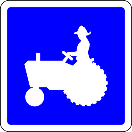 Tractor allowed blue road signの写真素材