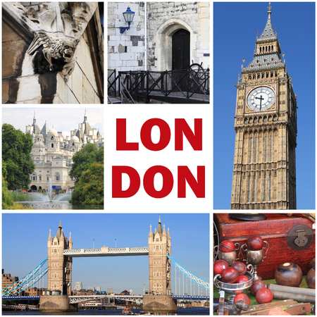Collage of landmarks of London, UKの写真素材