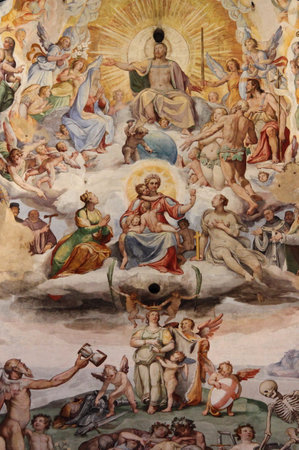 FLORENCE, ITALY - MARCH 24, 2012: Judgment Day on the inside of the dome in the Florence Cathedral of Santa Maria del Fiore in Italyのeditorial素材