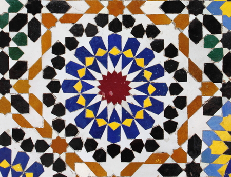 Typical mosaic pattern of a moroccan fountain