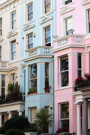 Colourful houses in Notting Hill district of London, UKの写真素材