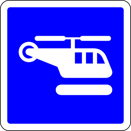 Helicopter blue sign on white backgroundの写真素材