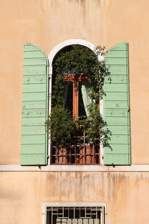 Typical renaissance window in Venice, Italyのeditorial素材