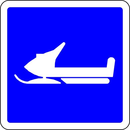 Snowmobiles allowed blue sign on white backgroundの写真素材
