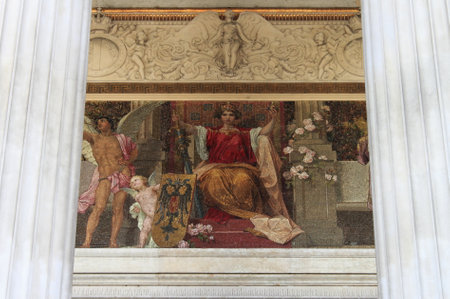 Vienna, Austria - June 20, 2011: Mosaics at the entrance of the Austrian Parliamentのeditorial素材