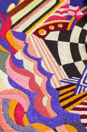 SPELLO, ITALY - JUNE 7: Floral Carpet on June 7, 2015 in Spello, Italy. This event takes place every year and every sector honors a specific artist or subjectのeditorial素材