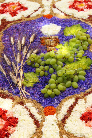 SPELLO, ITALY - JUNE 7: Floral Carpet on June 7, 2015 in Spello, Italy. This event takes place every year and every sector honors a specific artist or subjectのeditorial素材