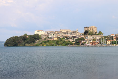 Capodimonte village on the river of Bolsena Lake, Italyのeditorial素材