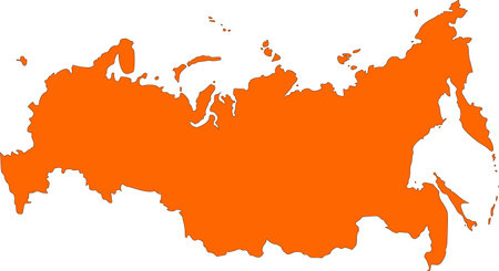 Map of Russia filled with orange colorの写真素材