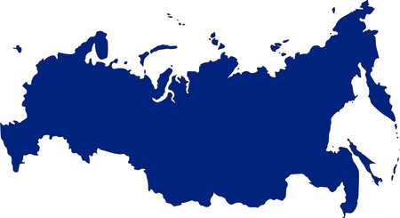 Map of Russia filled with blue colorの写真素材