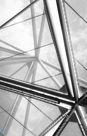 abstract of metal roof structure for background used (black and white)の写真素材