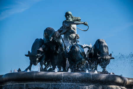 The Norse goddess Gefion with her oxenの写真素材