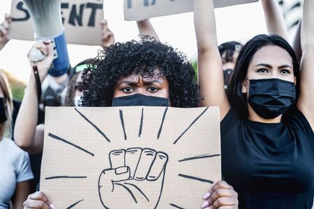 Black lives matter international activist movement protesting against racism and fighting for...