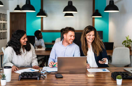 Business team in co-working creative spaceの写真素材