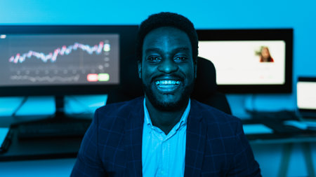 Financial analyst working on stock exchange market in modern office - Fintech conceptの写真素材