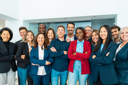 Group of multigenerational business team standing in front of camera during meeting work - Businesspeople with diverse age and ethnicity conceptの写真素材