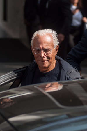 ILANO - SEPTEMBER 22: Giorgio Armani after GIORGIO ARMANI fashion show at the Milan Fashion Week 22 September 2017 MILANOのeditorial素材