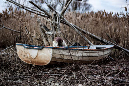 the boat in dryの写真素材