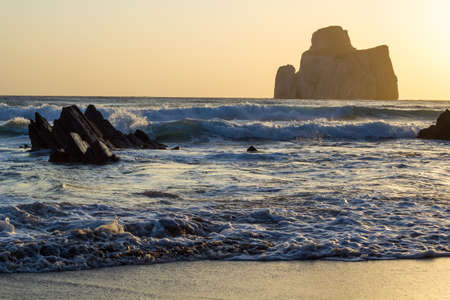 Pan di Zucchero at the sunset. Sardinia - Nebida - italy.の写真素材