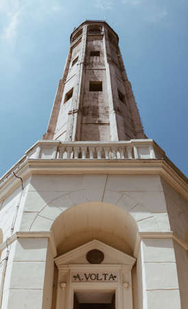 a interesting view of the light house of como. Lombardy. Italy