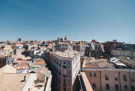 Aerial view of the capital of Sardinia from the tallest towerのeditorial素材