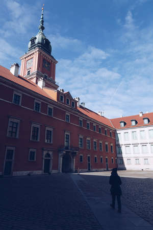 Girl walking in the Royal Castle in the Old town - Warsaw - Poland.のeditorial素材