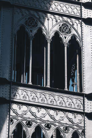 Close up of Santa Justa elevator in Lisbon, Portugal.の写真素材