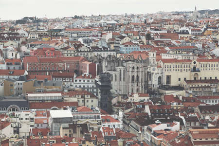 Panoramic view of Lisbon from the observation deck of the castle - Cityscape of the capital of Portugalのeditorial素材