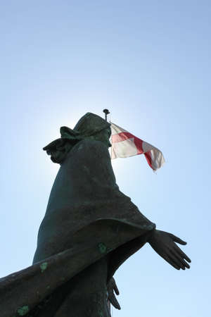 back view of A Bronze Statue of The Virgin Mary In Portofino - italyの写真素材