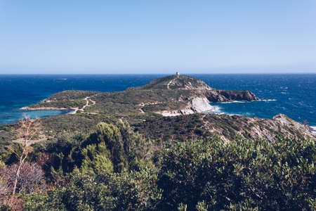 Shoreline of Teulada with ancient spanish tower fortification - summer season in a sunny day - Italy 1の写真素材
