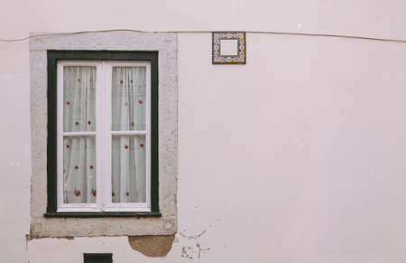 traditional facade with decorations - copy space - concrete background