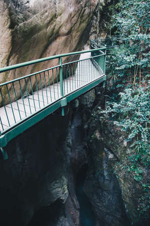 View of (orrido di bellano) in the in the shoreline of como lake - Lombardyの写真素材