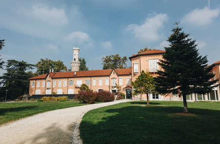 Varese OCT 2018 ITALY - Old villa (Mirabello) in the historic park (giardini estensi)のeditorial素材