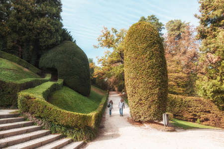 Varese OCT 2018 ITALY - peoples walking in - Giardini Estensi - gardensのeditorial素材