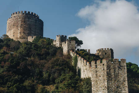 old tower of the medieval fortification in istanbul. turkeyの写真素材