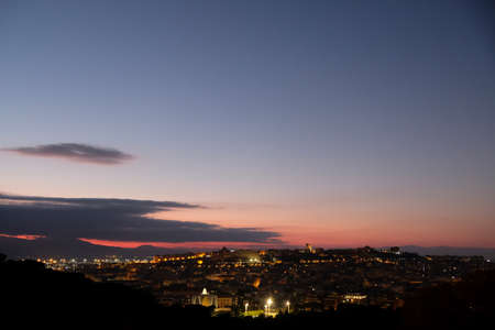 skyline of Cagliari during sunset Sardiniaの写真素材