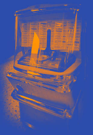 close up of duo tone vintage jukebox