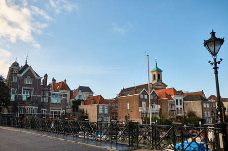 Dordrecht city - typical facade and buildings with waterways - Netherlands - Hollandの写真素材