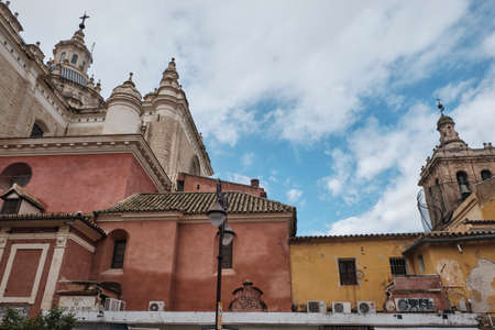 Typical facade of Seville, Andalusia, Spain.のeditorial素材