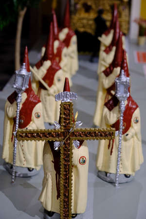 April 2019 Seville - Spain - Religion - reproduction model of Catholic processionのeditorial素材