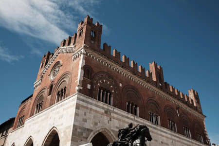 Gothic palace (Palazzo Gotico) in the Main square of Piacenza on a sunny day