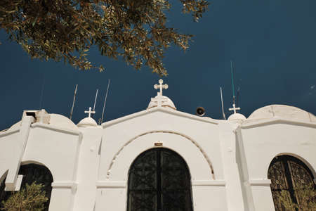 little white church in the lycabettus hill a sunny day in the capital of Greece