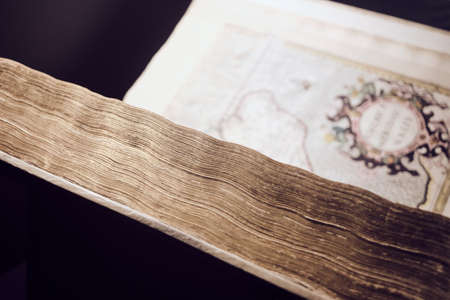Madrid Spain - SEPT, 2019: old book at National Archeological Museum of Madridのeditorial素材